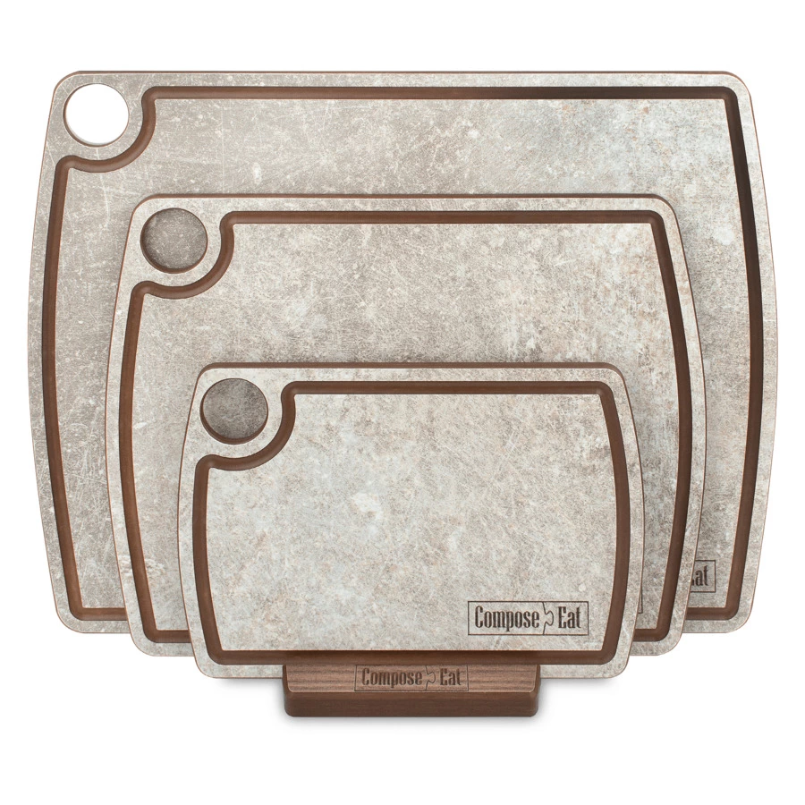 Набор разделочных досок на подставке ComposeEat Fashion 3 шт, композит, шунгит белый, п/к
