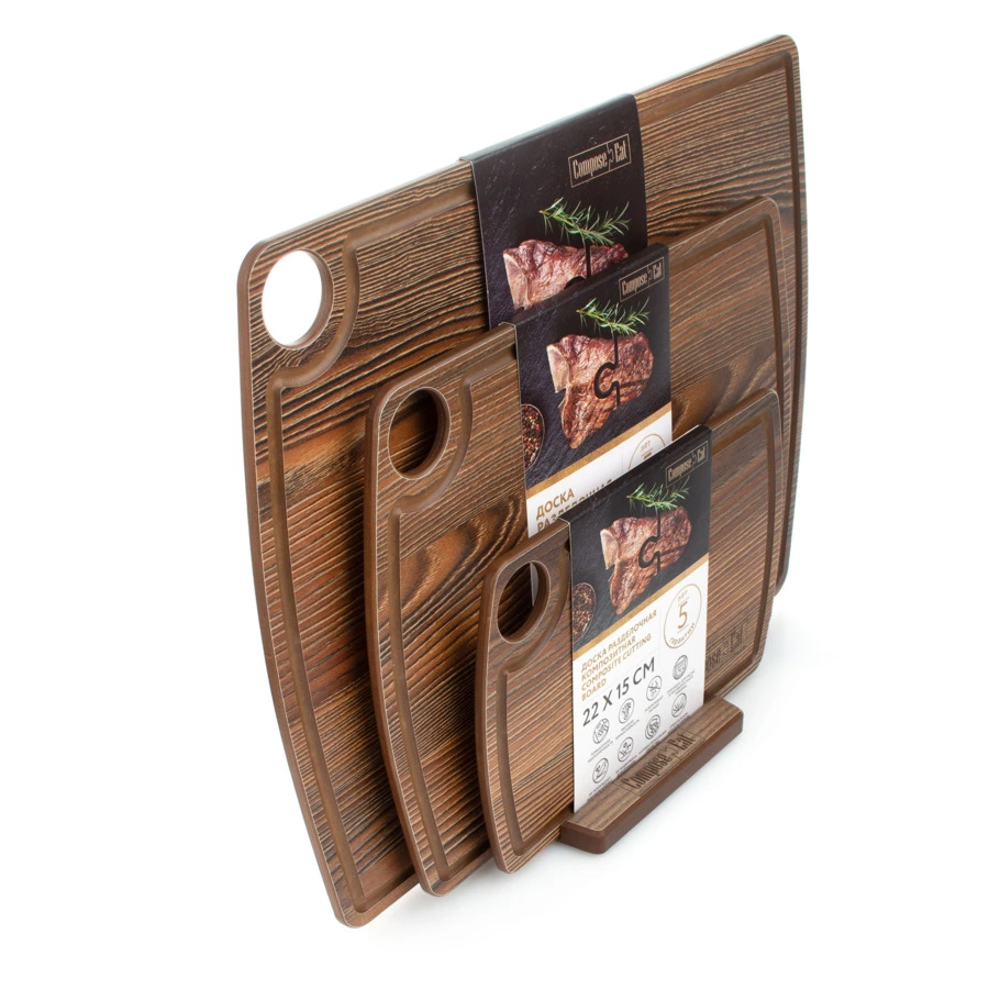 Набор разделочных досок на подставке ComposeEat Fashion 3 шт, композит, ясень рибейра, п/к