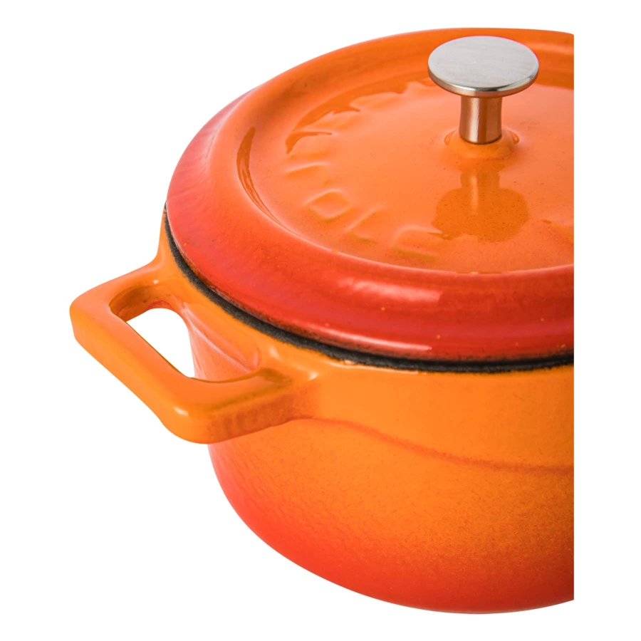 Кокотница с крышкой LAVA d10 см, 350 мл, чугун, оранжевая
