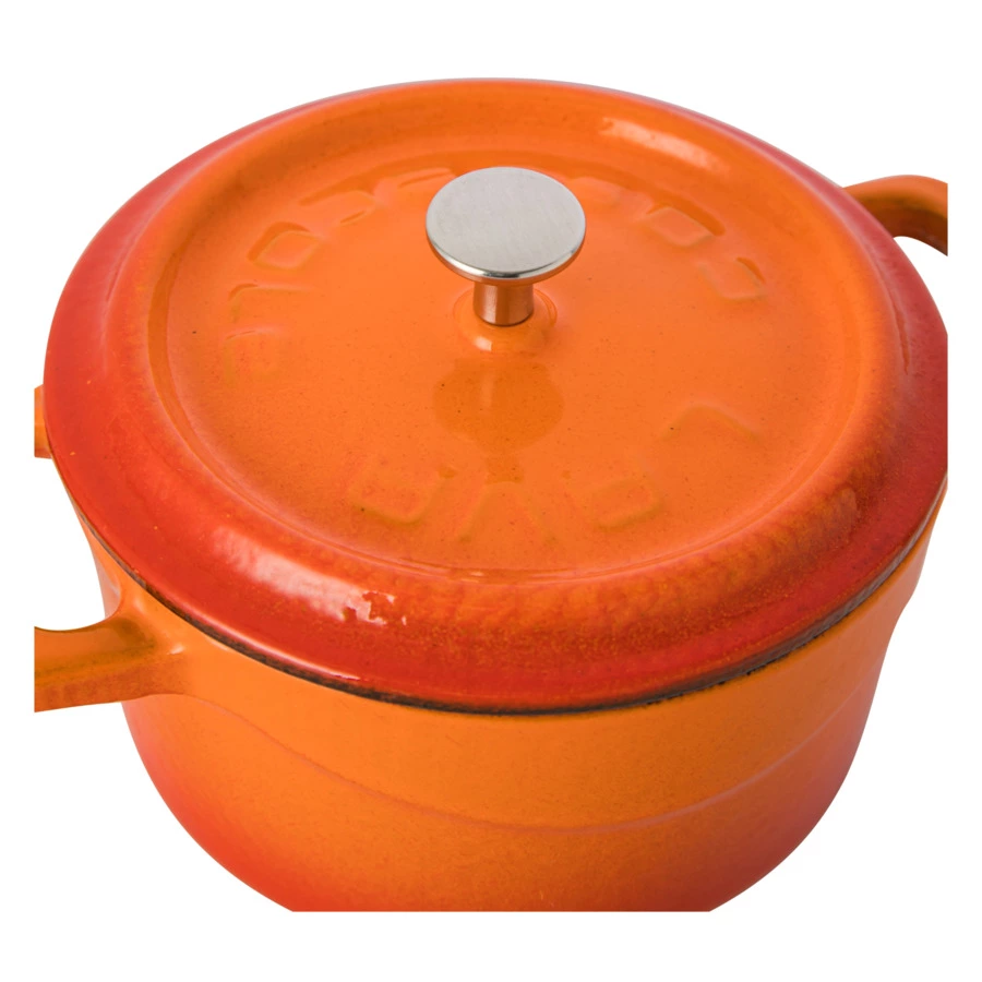 Кокотница с крышкой LAVA d10 см, 350 мл, чугун, оранжевая