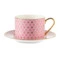Чашка чайная с блюдцем ИФЗ Идиллия Коралл 250 мл, фарфор твердый