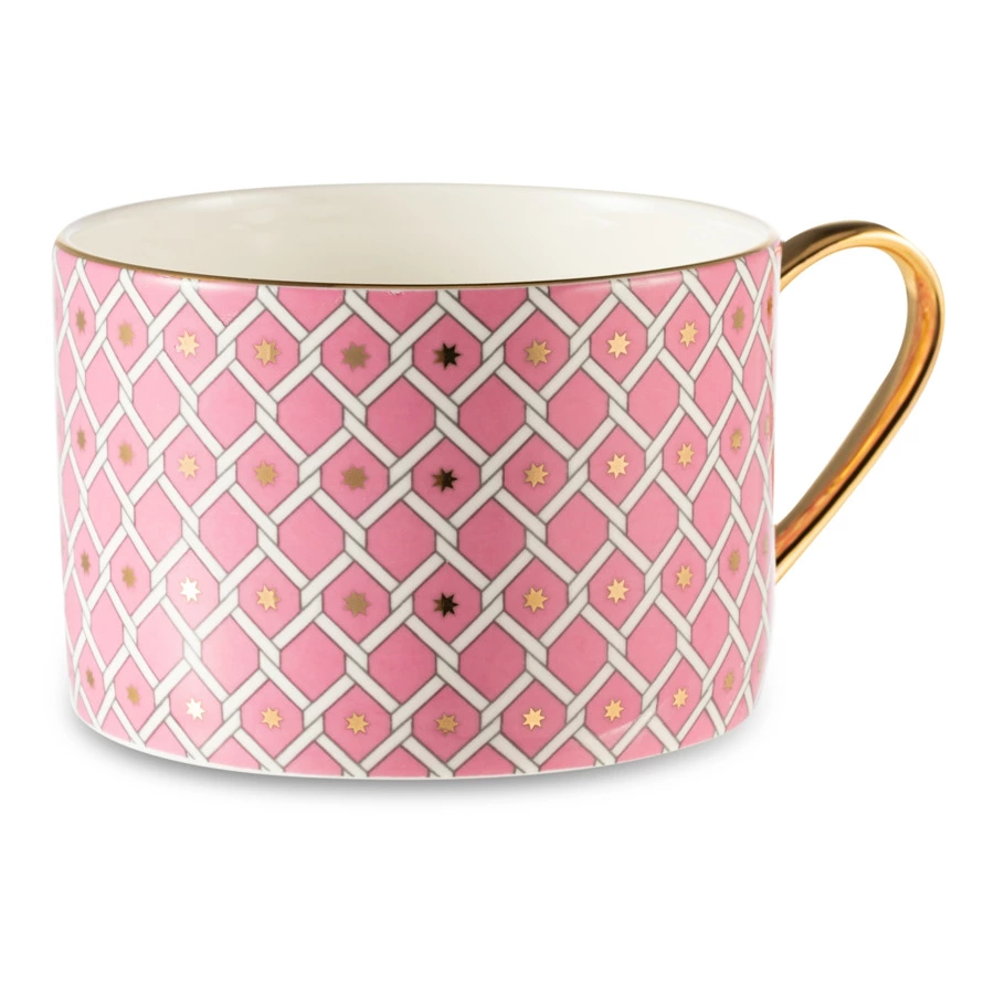 Чашка чайная с блюдцем ИФЗ Идиллия Коралл 250 мл, фарфор твердый