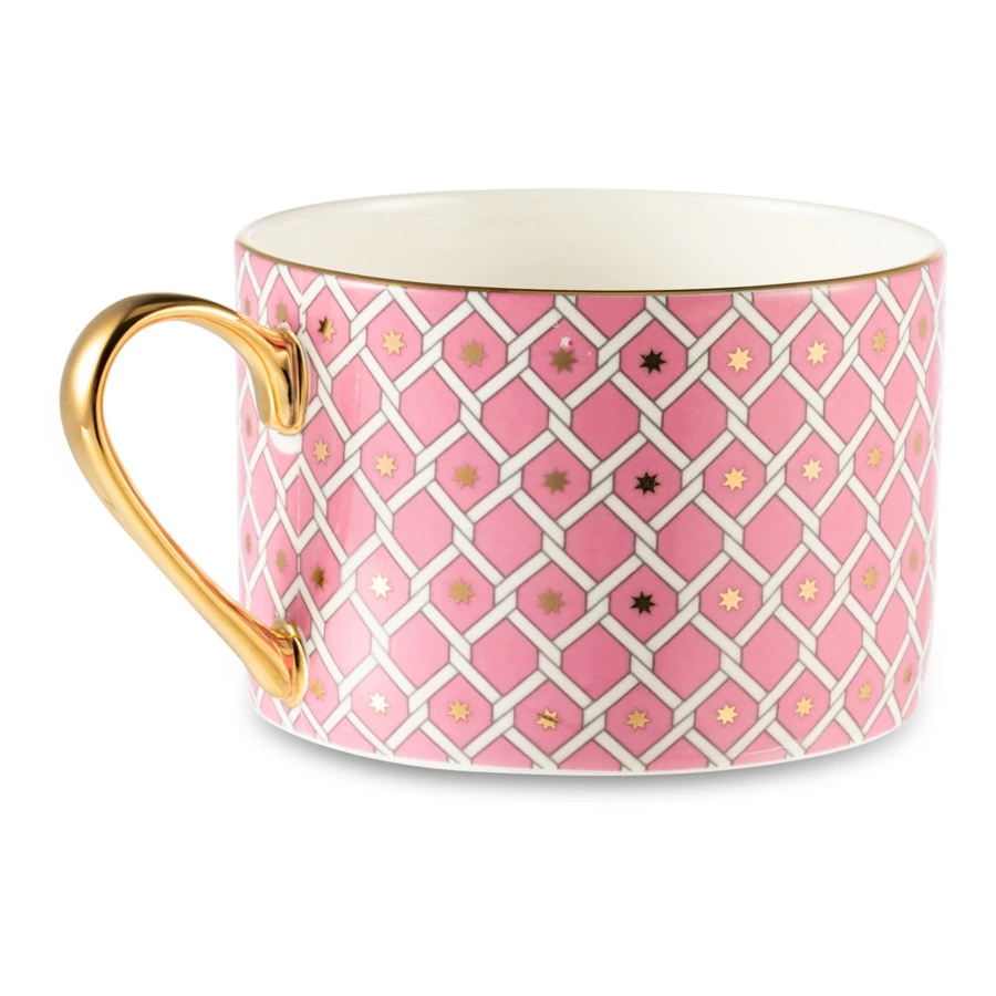 Чашка чайная с блюдцем ИФЗ Идиллия Коралл 250 мл, фарфор твердый