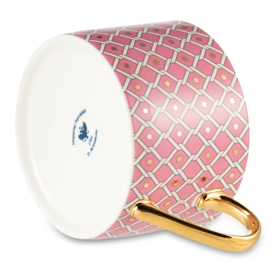 Чашка чайная с блюдцем ИФЗ Идиллия Коралл 250 мл, фарфор твердый