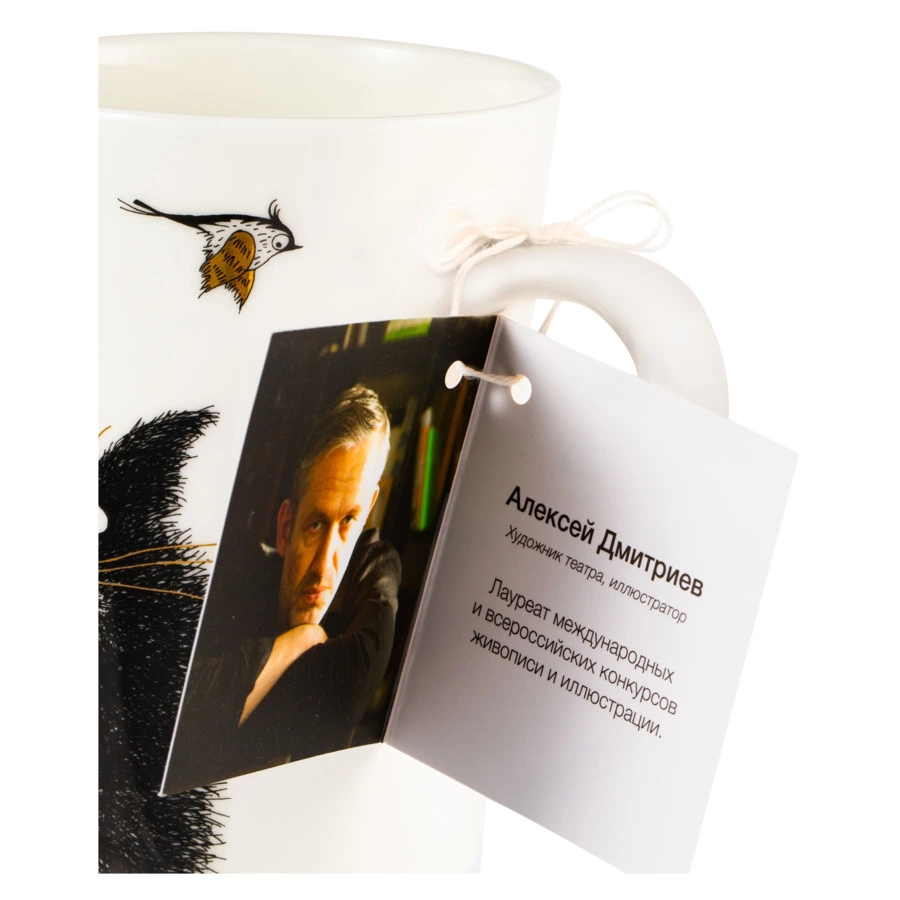 Кружка Mix&Match Синергия Кот Мечты о крыльях 450 мл, белая ручка, фарфор костяной