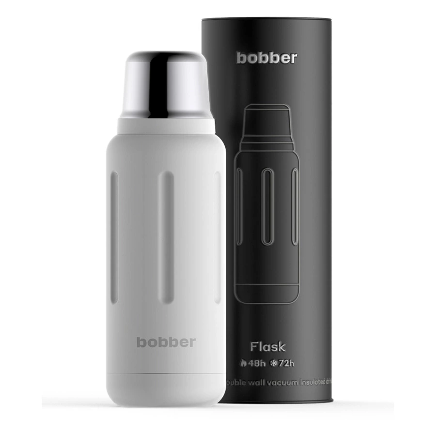Термос для напитков вакуумный Bobber Flask-1000 Iced Water 1 л, сталь нержавеющая, белый