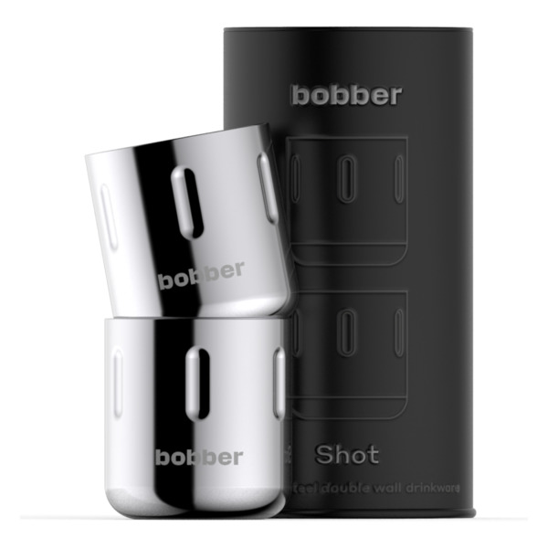 Набор стаканов Bobber Shot-100 Glossy 100 мл, 2 шт, сталь нержавеющая, черный, серебристый матовый