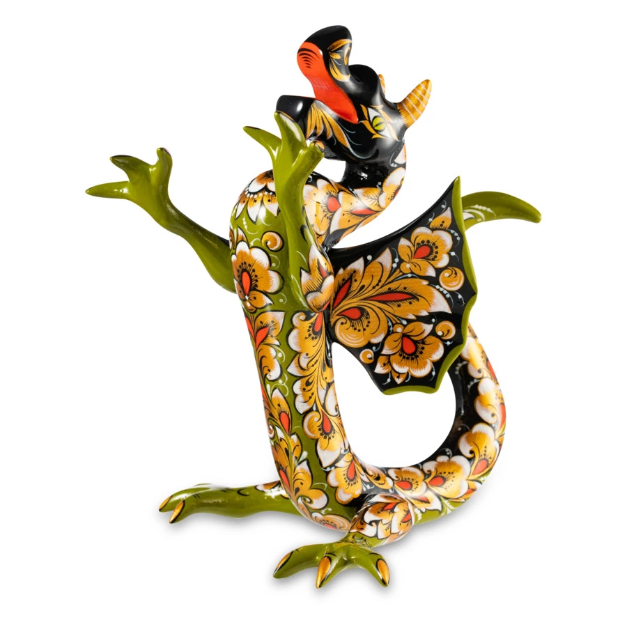 Сувенир Золотая Хохлома Дракон №2 20х19х15 см, дерево