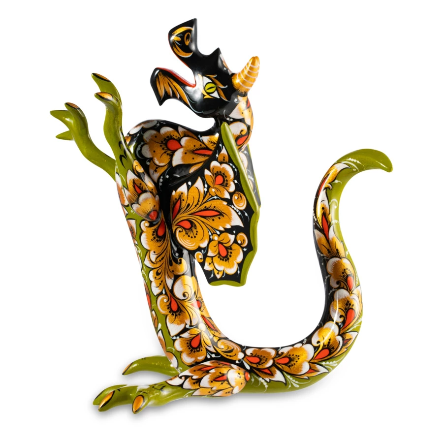 Сувенир Золотая Хохлома Дракон №2 20х19х15 см, дерево