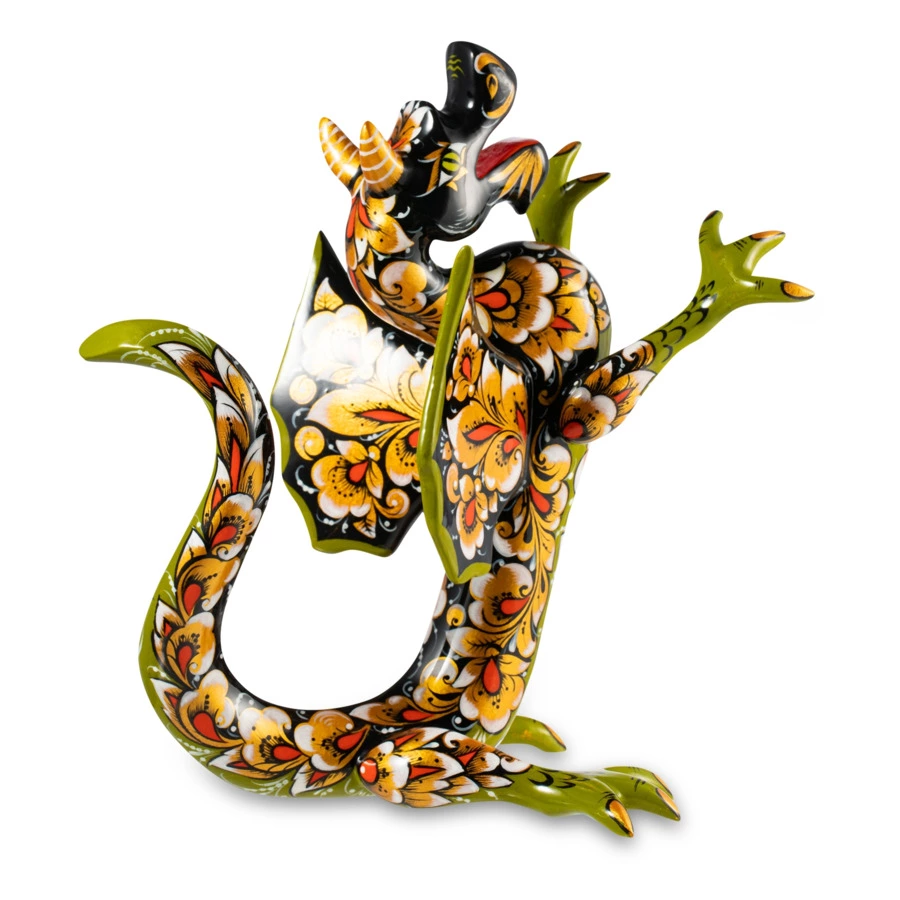 Сувенир Золотая Хохлома Дракон №2 20х19х15 см, дерево