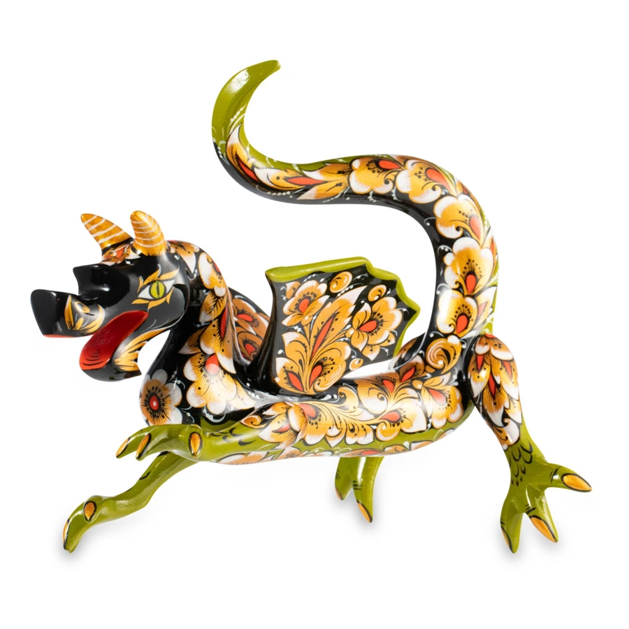 Сувенир Золотая Хохлома Дракон №2 20х19х15 см, дерево