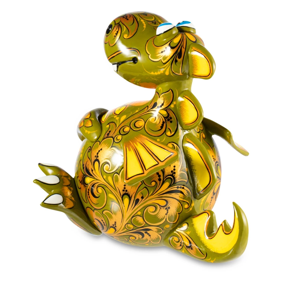 Сувенир Золотая Хохлома Дракон №3 17х17х17 см, дерево