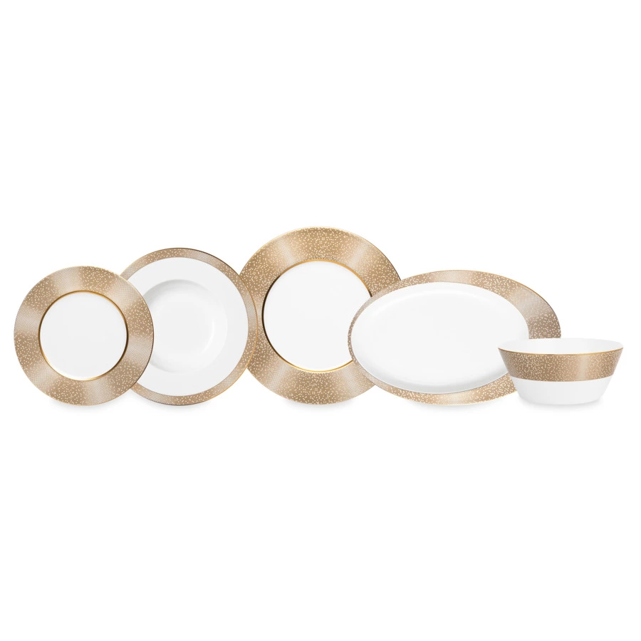 Сервиз столовый Narumi Золотая пыль на 6 персон 20 предметов, фарфор костяной