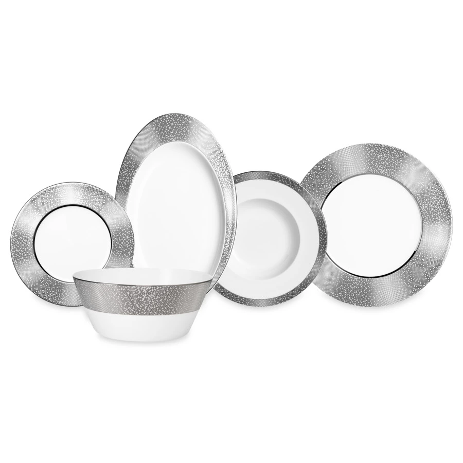 Сервиз столовый Narumi Платиновая пыль на 6 персон 20 предметов, фарфор костяной