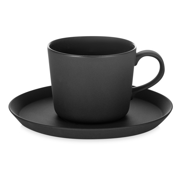 Чашка чайная с блюдцем Narumi 220 мл, фарфор костяной, черная матовая