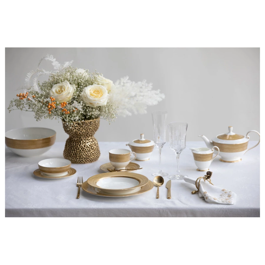 Салатник порционный Narumi Золотой дуэт 13 см, фарфор костяной