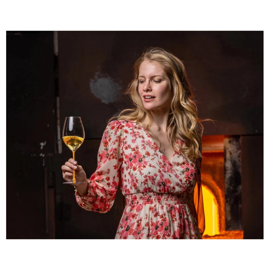 Бокал для шампанского Riedel Fatto a Mano Champagne 459мл, оранжевая ножка, ручная работа, хрусталь