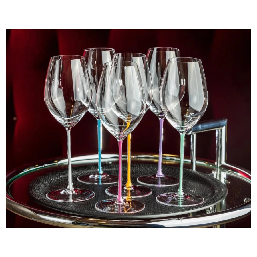 Бокал для шампанского Riedel Fatto a Mano Champagne 459мл, бирюзовая ножка, ручная работа, хрусталь