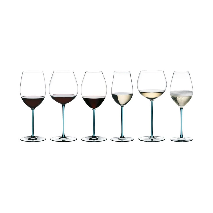 Бокал для шампанского Riedel Fatto a Mano Champagne 459мл, бирюзовая ножка, ручная работа, хрусталь