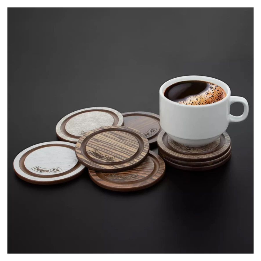 Подставка под кружку ComposeEat Fashion Бирдекель 9,5 см, композит, зебрано натуральный