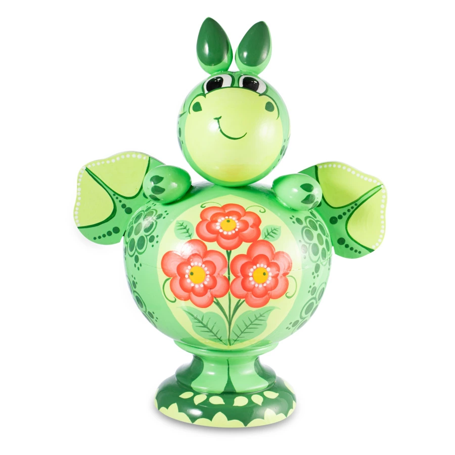 Сувенир Золотая Хохлома Матрешка Дракон 35х20,5 см, дерево, зеленый