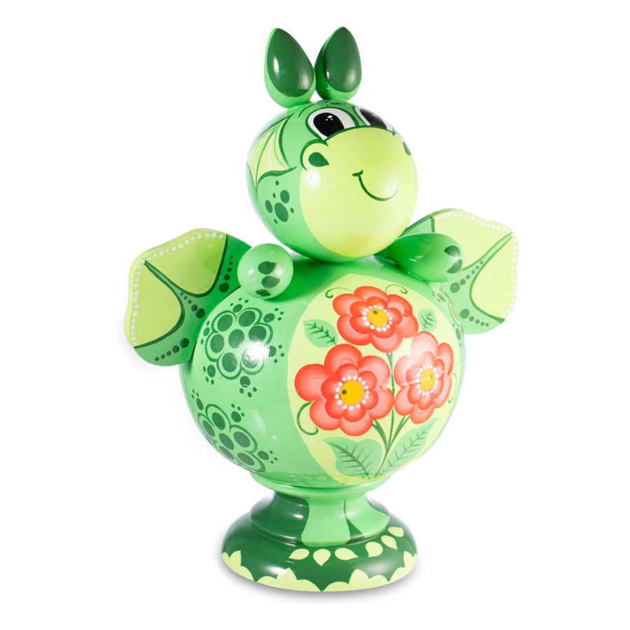 Сувенир Золотая Хохлома Матрешка Дракон 35х20,5 см, дерево, зеленый