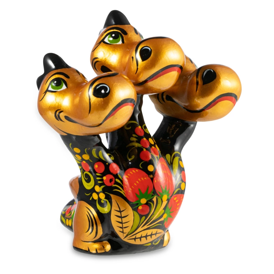 Сувенир Золотая Хохлома Змей Горыныч 10х8х8 см, фарфор, золотой