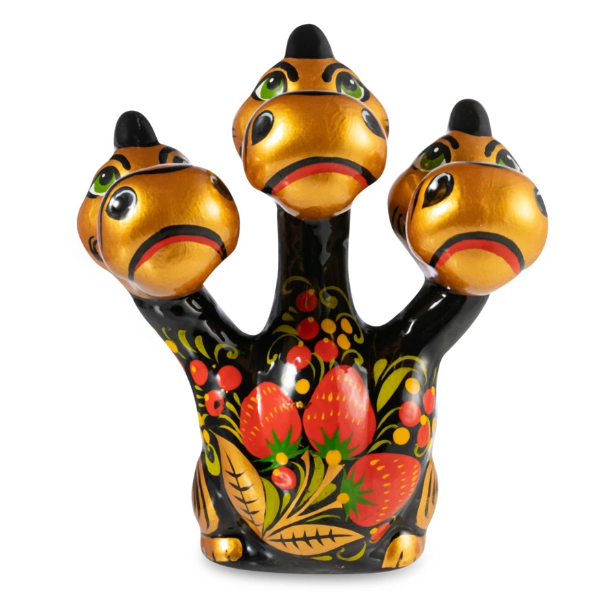 Сувенир Золотая Хохлома Змей Горыныч 10х8х8 см, фарфор, золотой