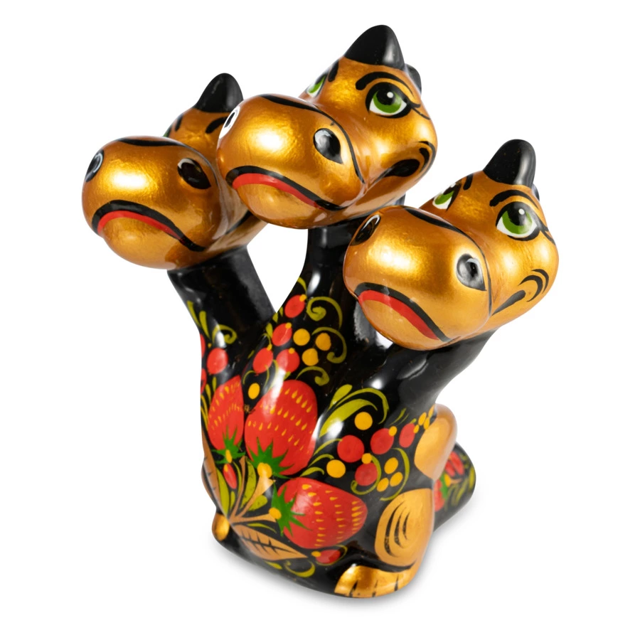 Сувенир Золотая Хохлома Змей Горыныч 10х8х8 см, фарфор, золотой