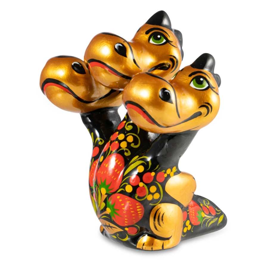 Сувенир Золотая Хохлома Змей Горыныч 10х8х8 см, фарфор, золотой