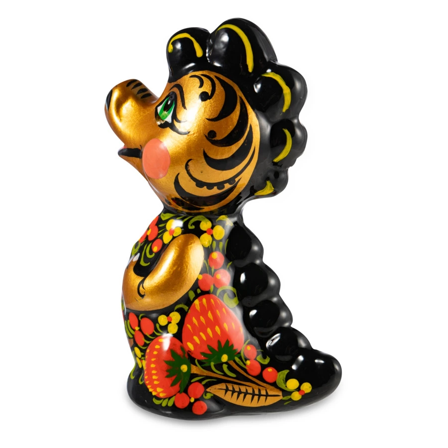 Сувенир Золотая Хохлома Дракон 8,5х4х6 см, фарфор твердый, черный