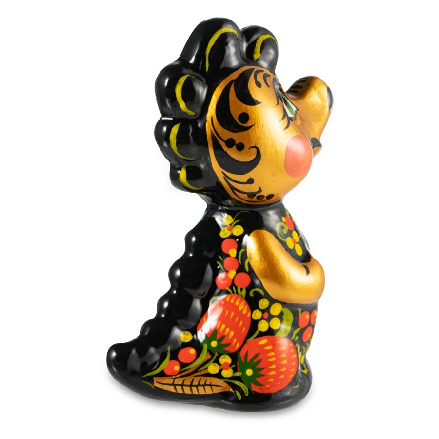 Сувенир Золотая Хохлома Дракон 8,5х4х6 см, фарфор твердый, черный