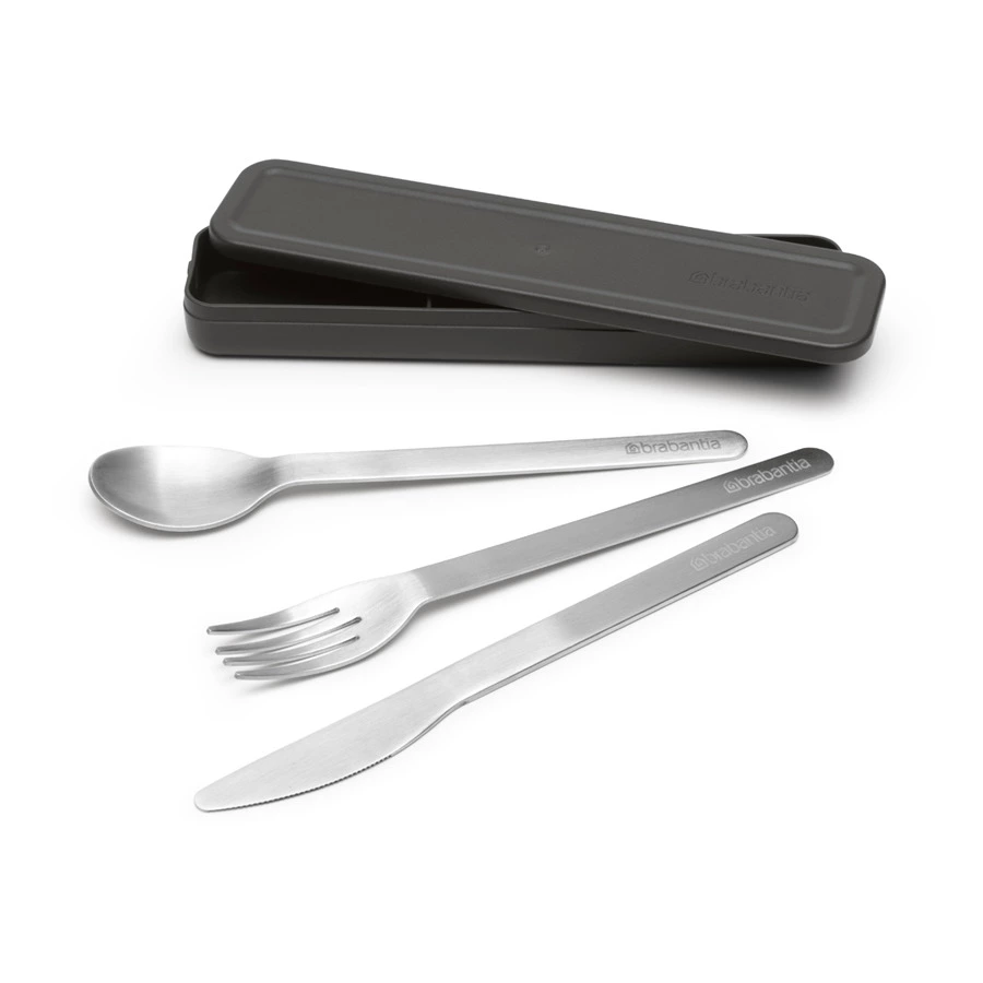 Набор столовых приборов в футляре Brabantia Make&Take на 1 персону, сталь нержавеющая, темно-серый