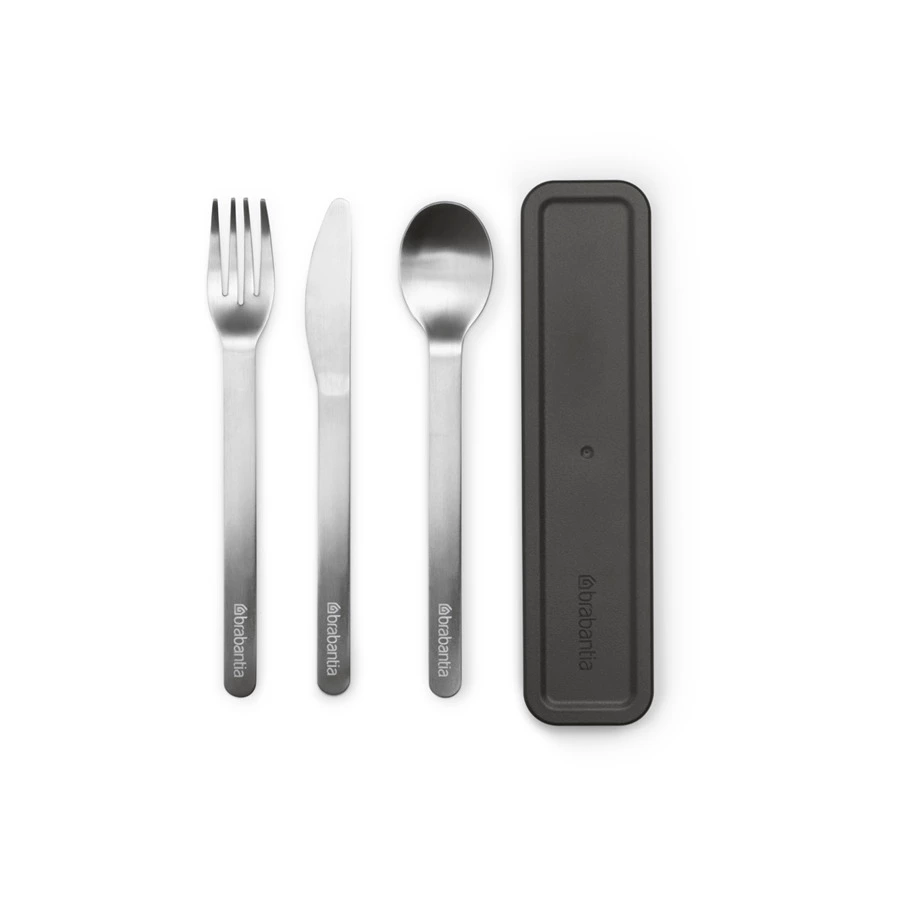 Набор столовых приборов в футляре Brabantia Make&Take на 1 персону, сталь нержавеющая, темно-серый