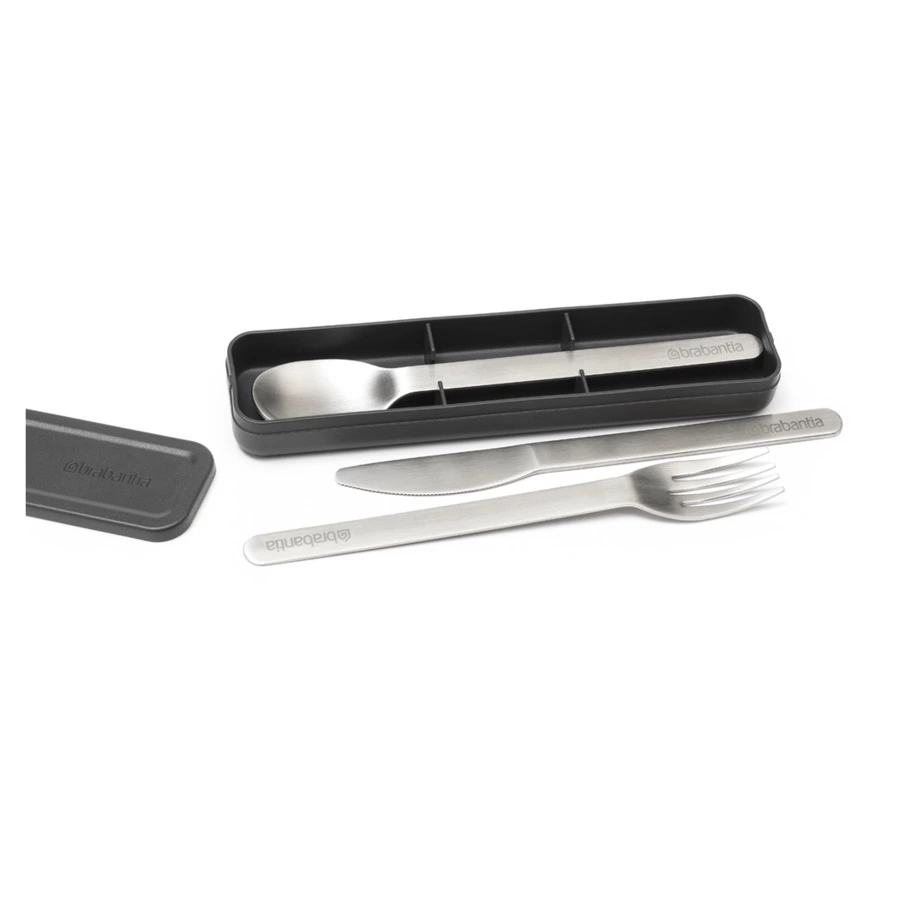 Набор столовых приборов в футляре Brabantia Make&Take на 1 персону, сталь нержавеющая, темно-серый