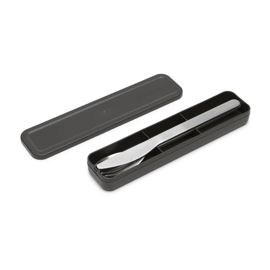 Набор столовых приборов в футляре Brabantia Make&Take на 1 персону, сталь нержавеющая, темно-серый
