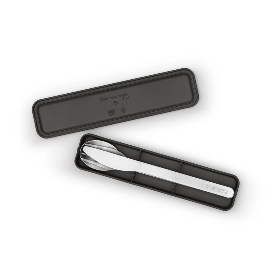 Набор столовых приборов в футляре Brabantia Make&Take на 1 персону, сталь нержавеющая, темно-серый