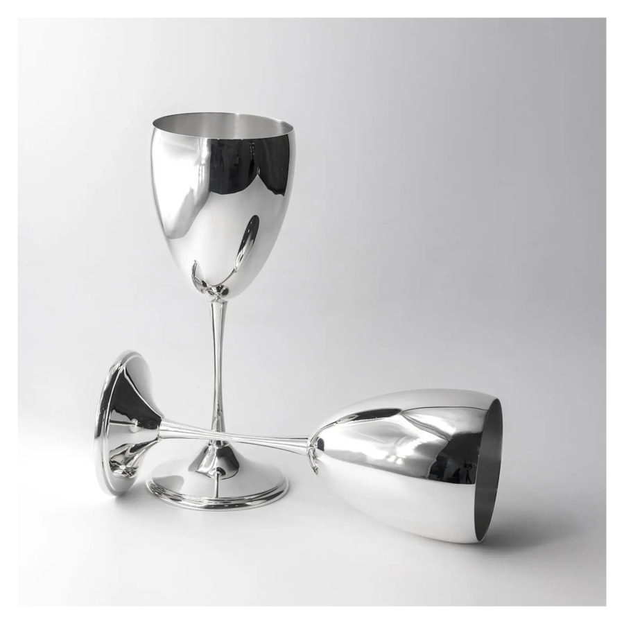 Набор бокалов для вина гладких в футляре АргентА Classic 242,15 г, 120 мл, 2 шт, серебро 925
