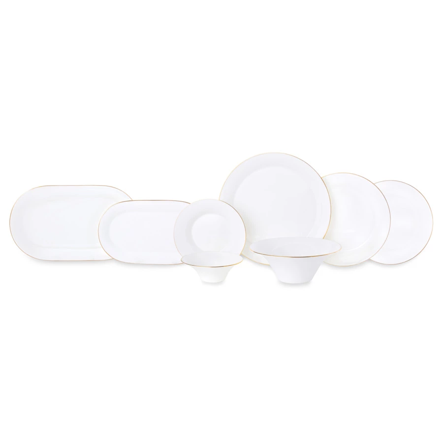 Сервиз столовый ИФЗ Юлиана Золотая лента 6 персон 24 предмета, фарфор костяной