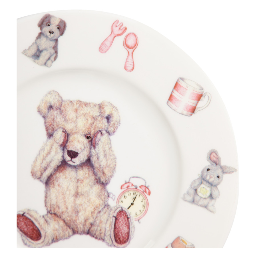 Набор детской посуды Roy Kirkham Тедди 3 предмета, фарфор костяной, розовый, п/к