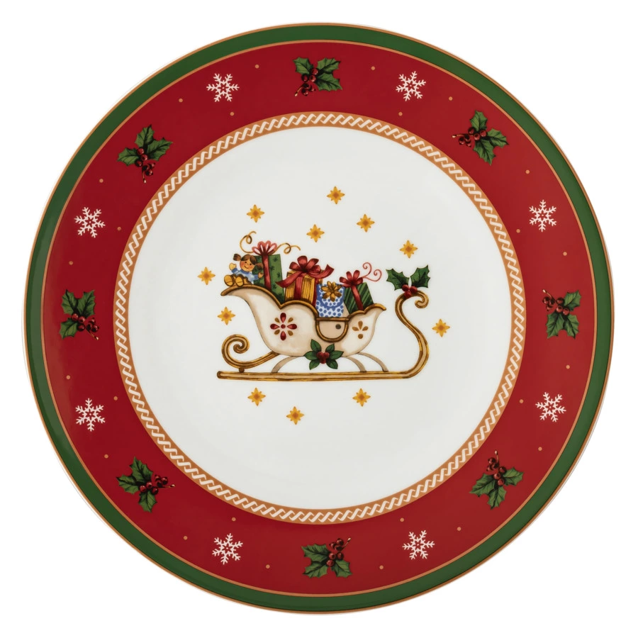 Блюдо круглое Hutschenreuther Зимняя пора 31 см, фарфор, красное