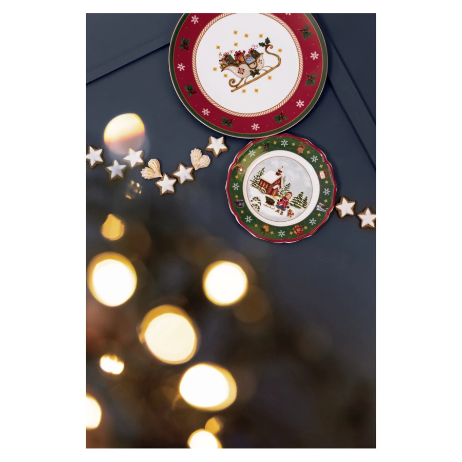 Блюдо круглое Hutschenreuther Зимняя пора 31 см, фарфор, красное