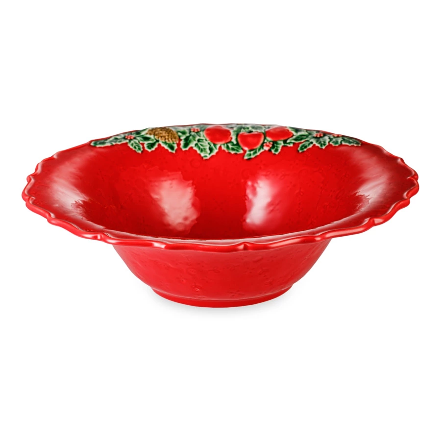 Салатник Bordallo Pinheiro Рождественская гирлянда 34 см, керамика, красный