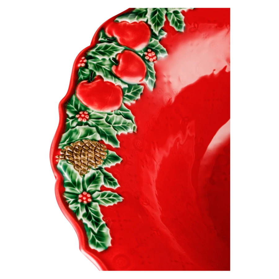 Салатник Bordallo Pinheiro Рождественская гирлянда 34 см, керамика, красный