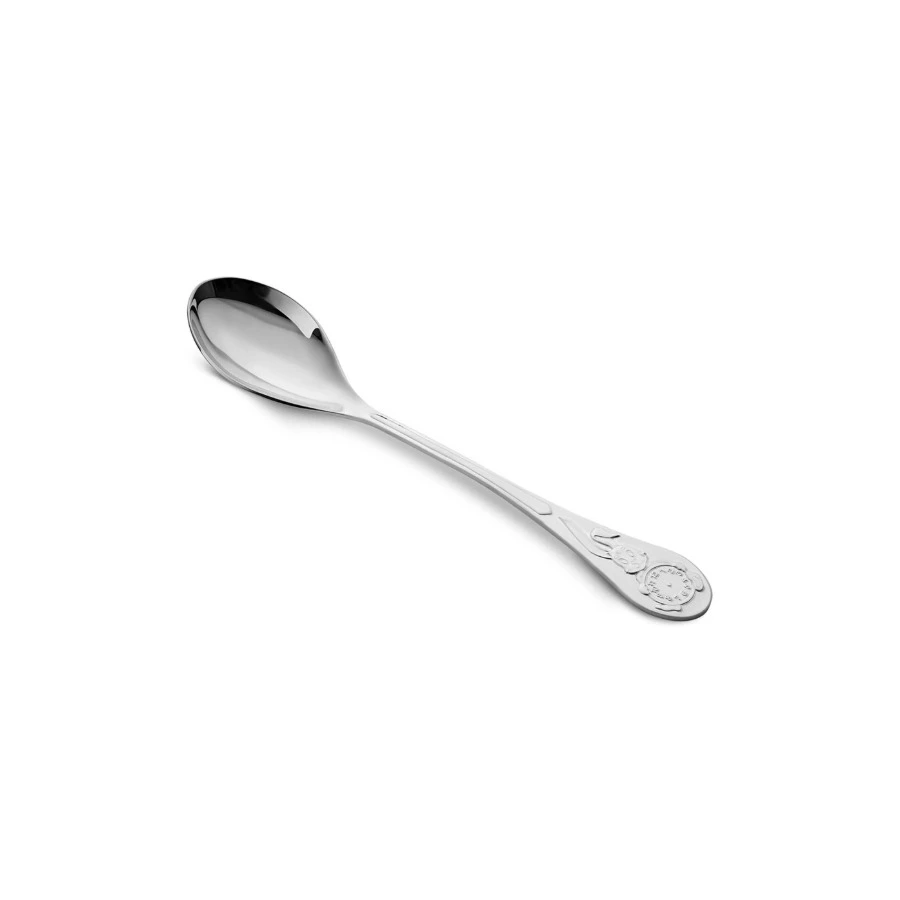 Ложка детская Русские самоцветы Зайчик с часами 38,11 г, серебро 925