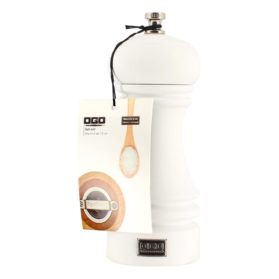 Мельница для соли OGO Azel 15 см, дерево, белая