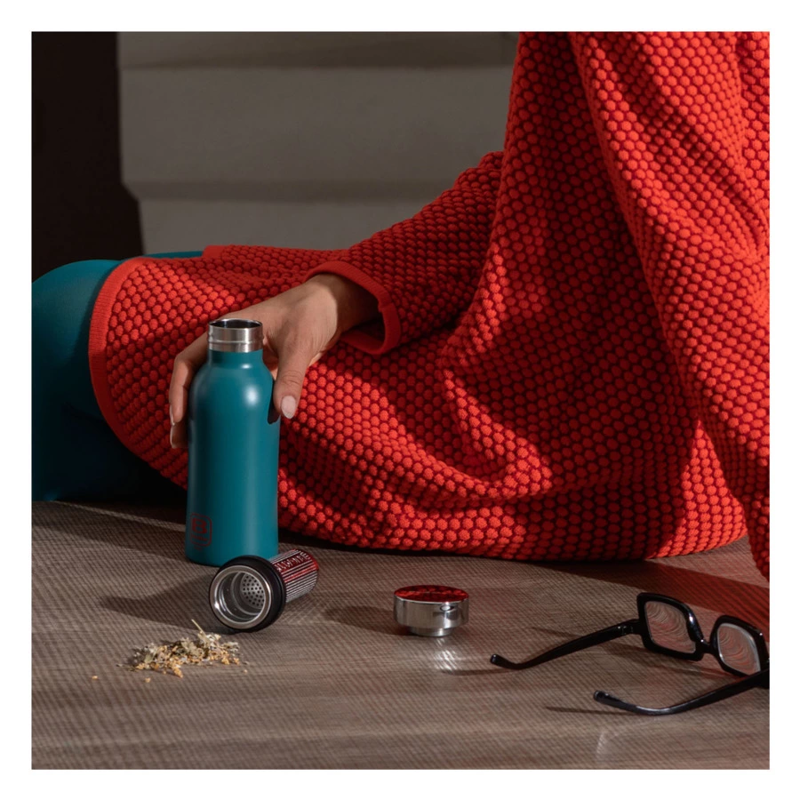 Термос с крышкой Bugatti Twin 350 мл, сталь нержавеющая, бирюзово-голубой, п/к