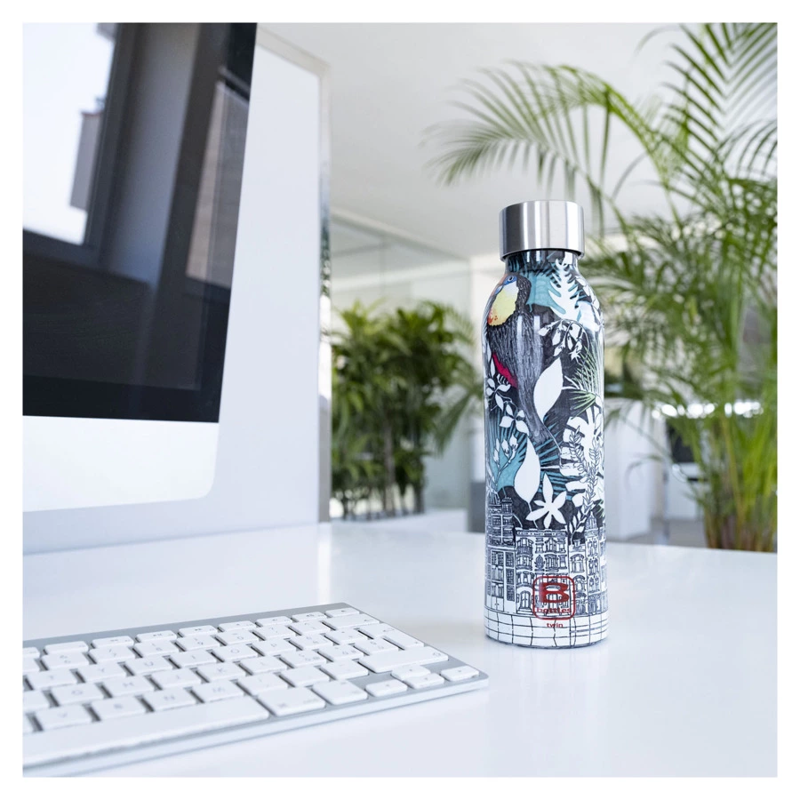 Термос с крышкой Bugatti Twin 350 мл с принтом Вилла, сталь нержавеющая, п/к