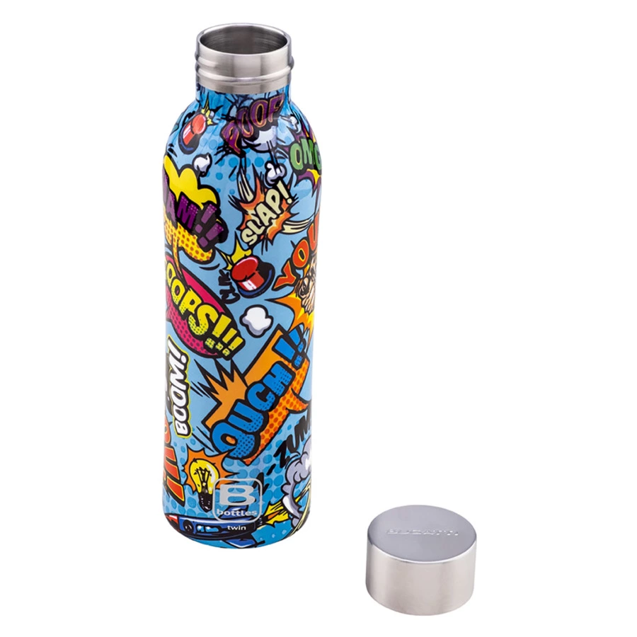 Термос с крышкой Bugatti Twin 500 мл с принтом Комикс, сталь нержавеющая, п/к