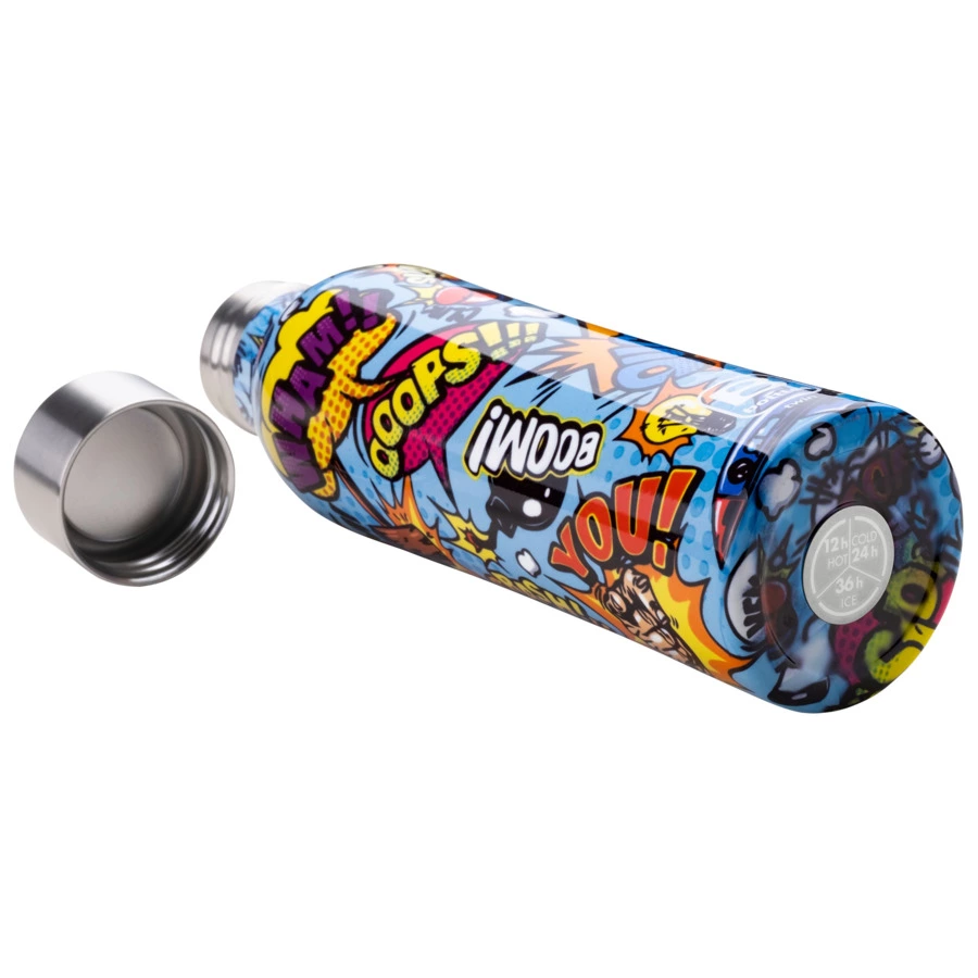 Термос с крышкой Bugatti Twin 500 мл с принтом Комикс, сталь нержавеющая, п/к